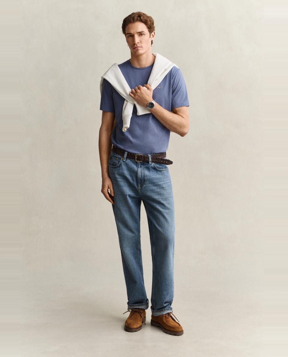 T-shirt Lisa Tamanhos Grandes Preppy Essentials de Algodão Tamanhos Grandes Azul-5