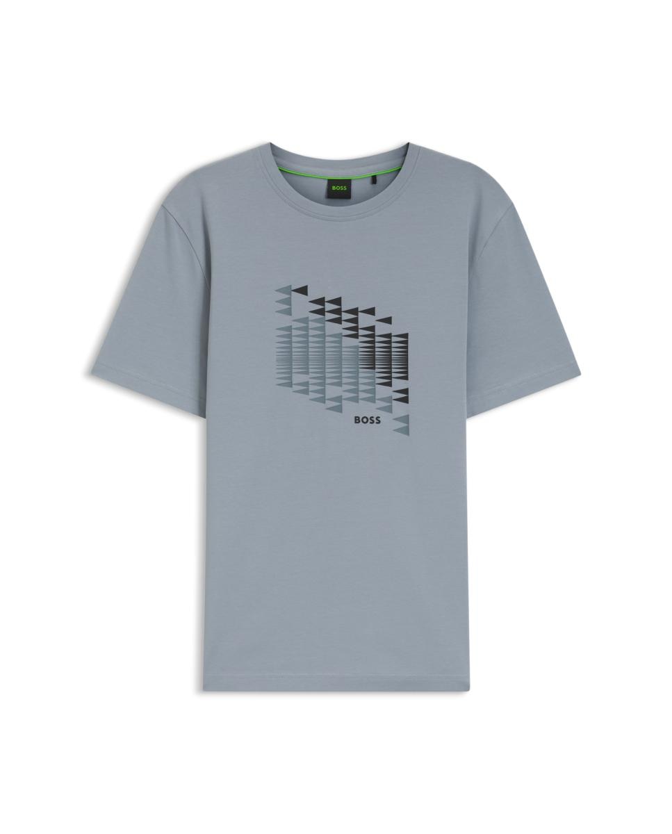 T-shirt de Manga Curta Tamanhos Grandes Cinzento-3