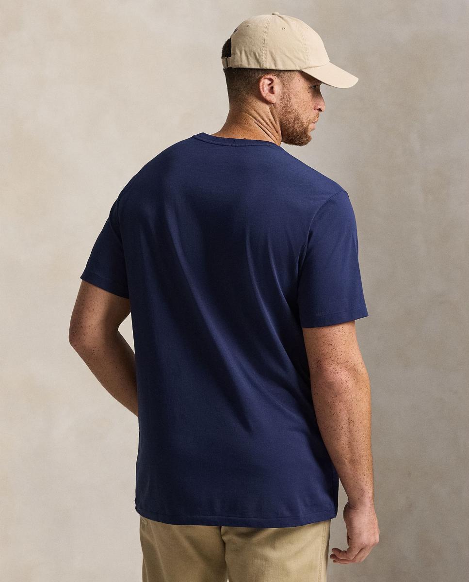 T-shirt de Algodão com Logótipo Tamanhos Grandes Azul-marinho-3