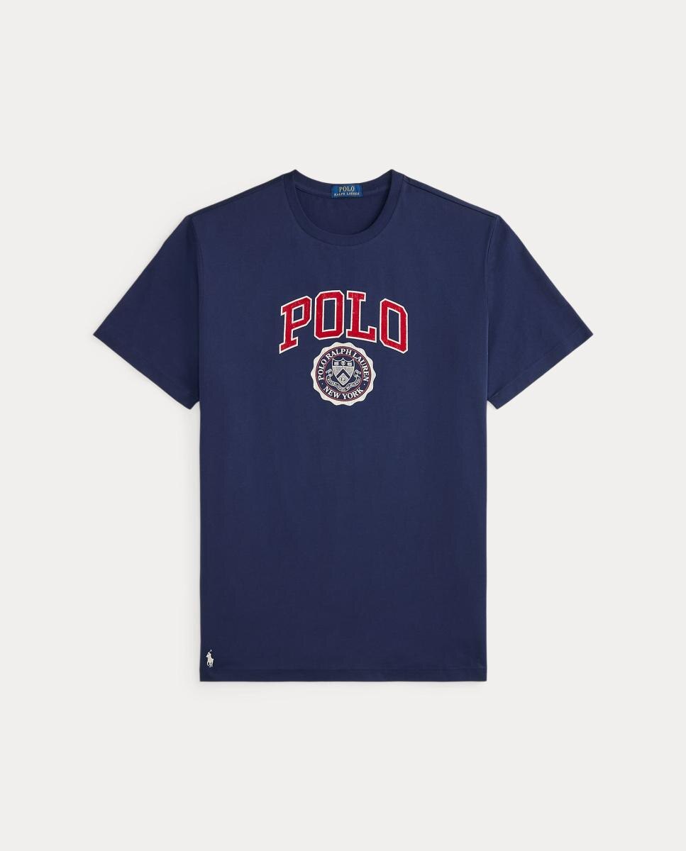 T-shirt de Algodão com Logótipo Tamanhos Grandes Azul-marinho-5