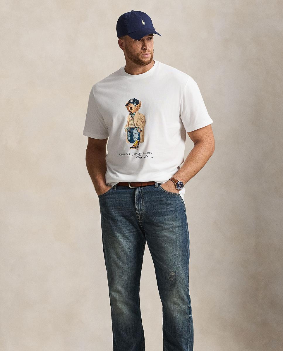 T-shirt Tamanhos Grandes com Polo Bear e em Algodão Branco-7
