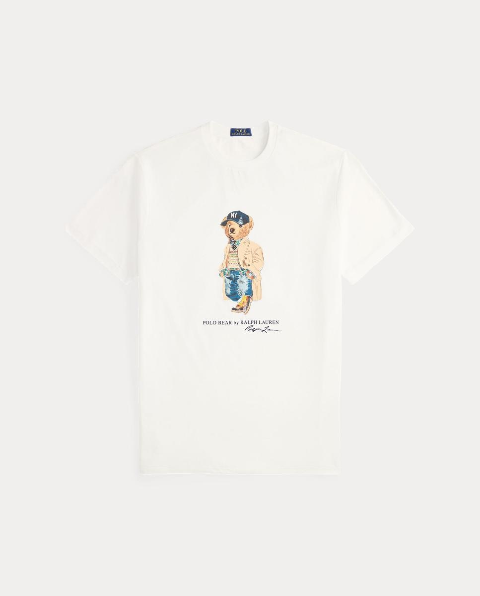 T-shirt Tamanhos Grandes com Polo Bear e em Algodão Branco-6