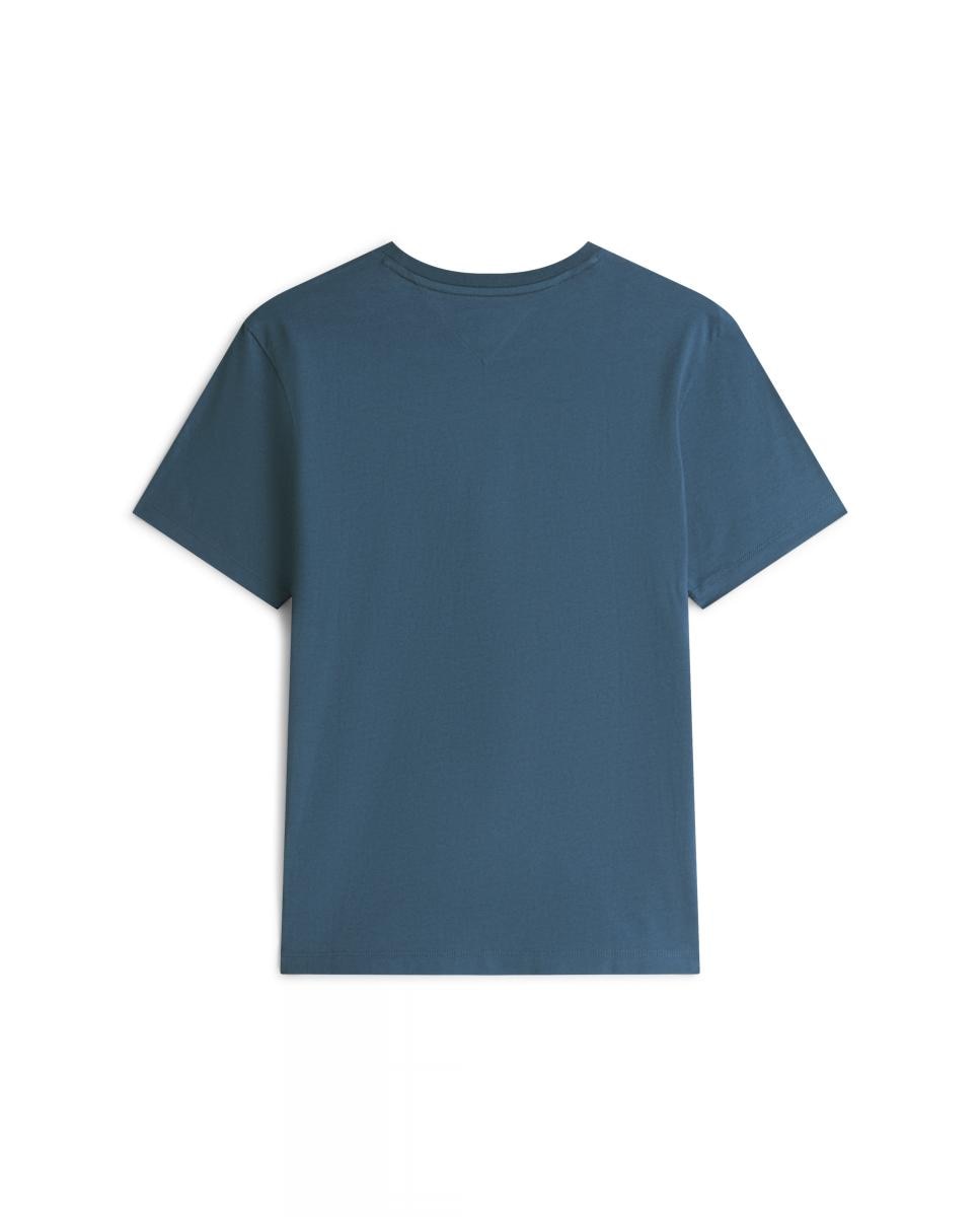 T-shirt de Manga Curta Lisa Tamanhos Grandes Azul-índigo-2