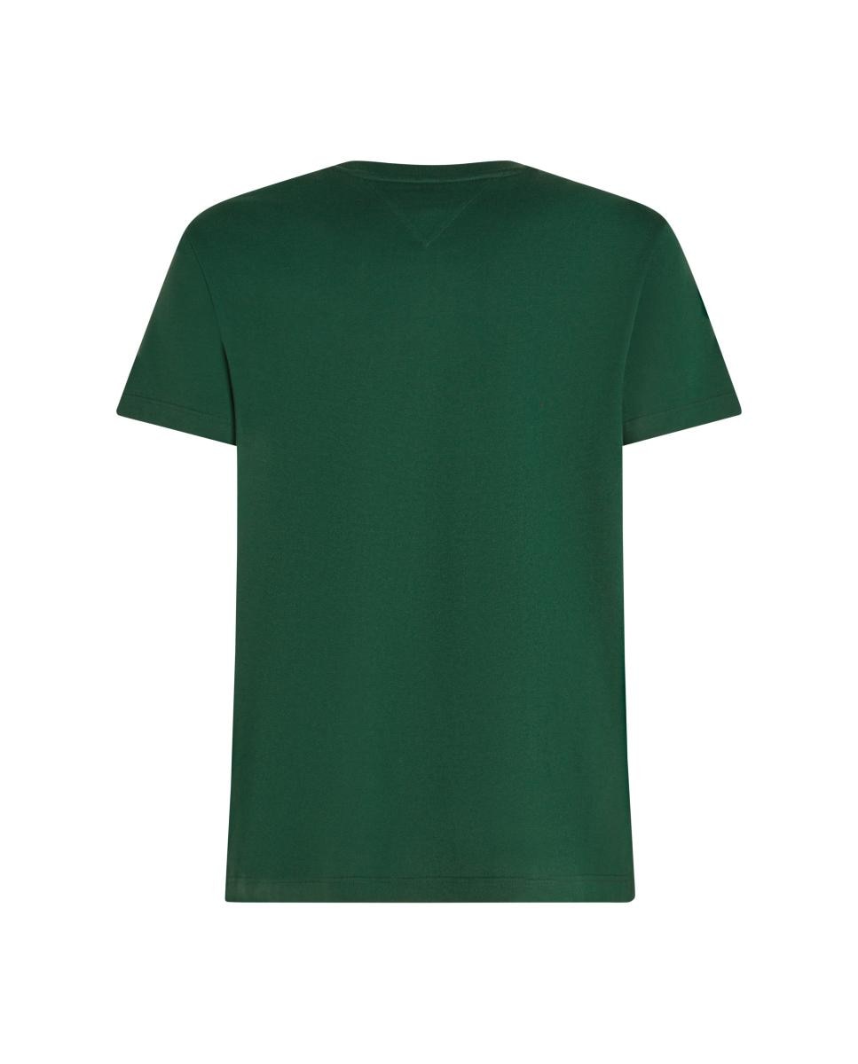 T-shirt de Manga Curta Lisa Tamanhos Grandes Verde-2