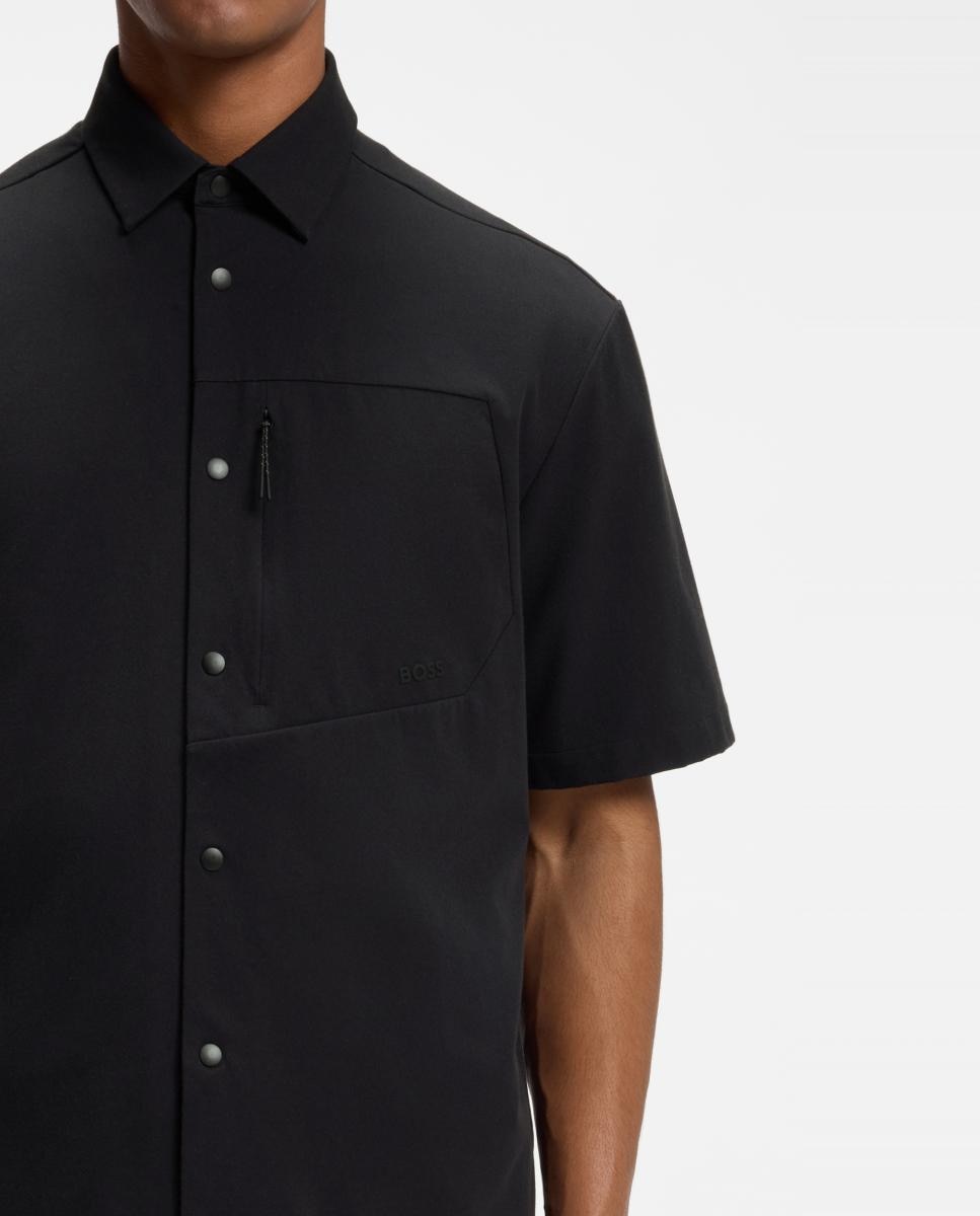 Camisa de Manga Curta Tamanhos Grandes. Preto-4