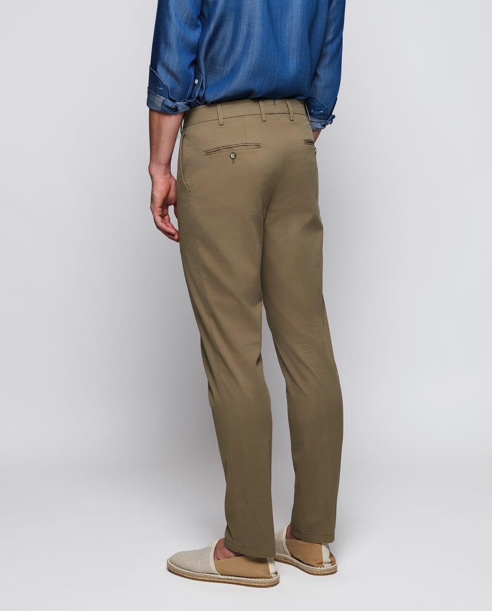 Calças Chino Regular Fit com Micro Estrutura Tamanhos Grandes Taupe-3