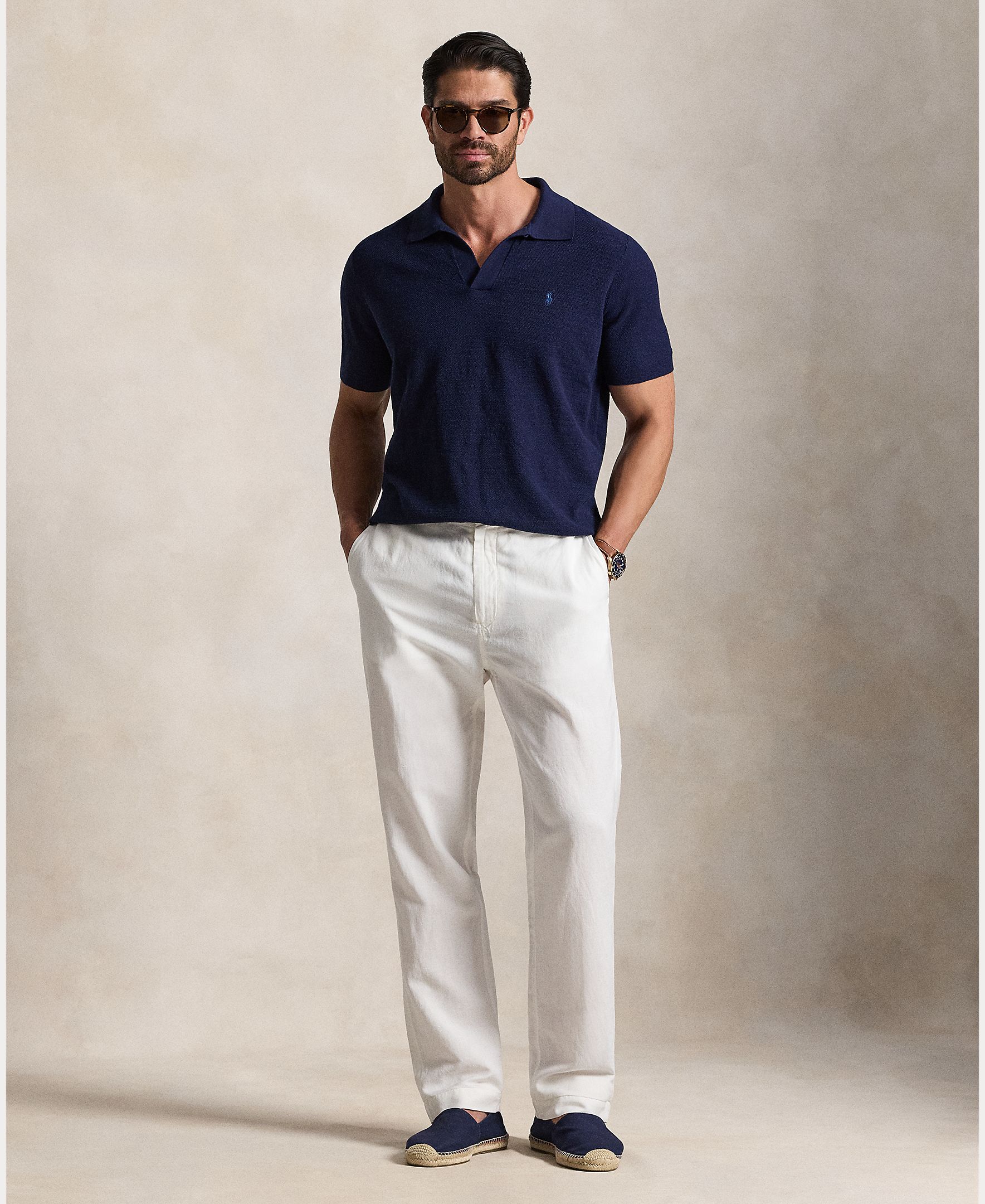 Polo Ralph Lauren - Pantalón chino de hombre de lino y algodón tallas grandes.