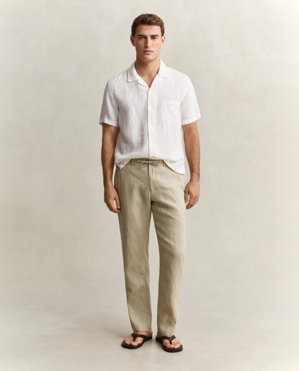 Gant - Pantalón chino de hombre de lino y corte regular tallas grandes.