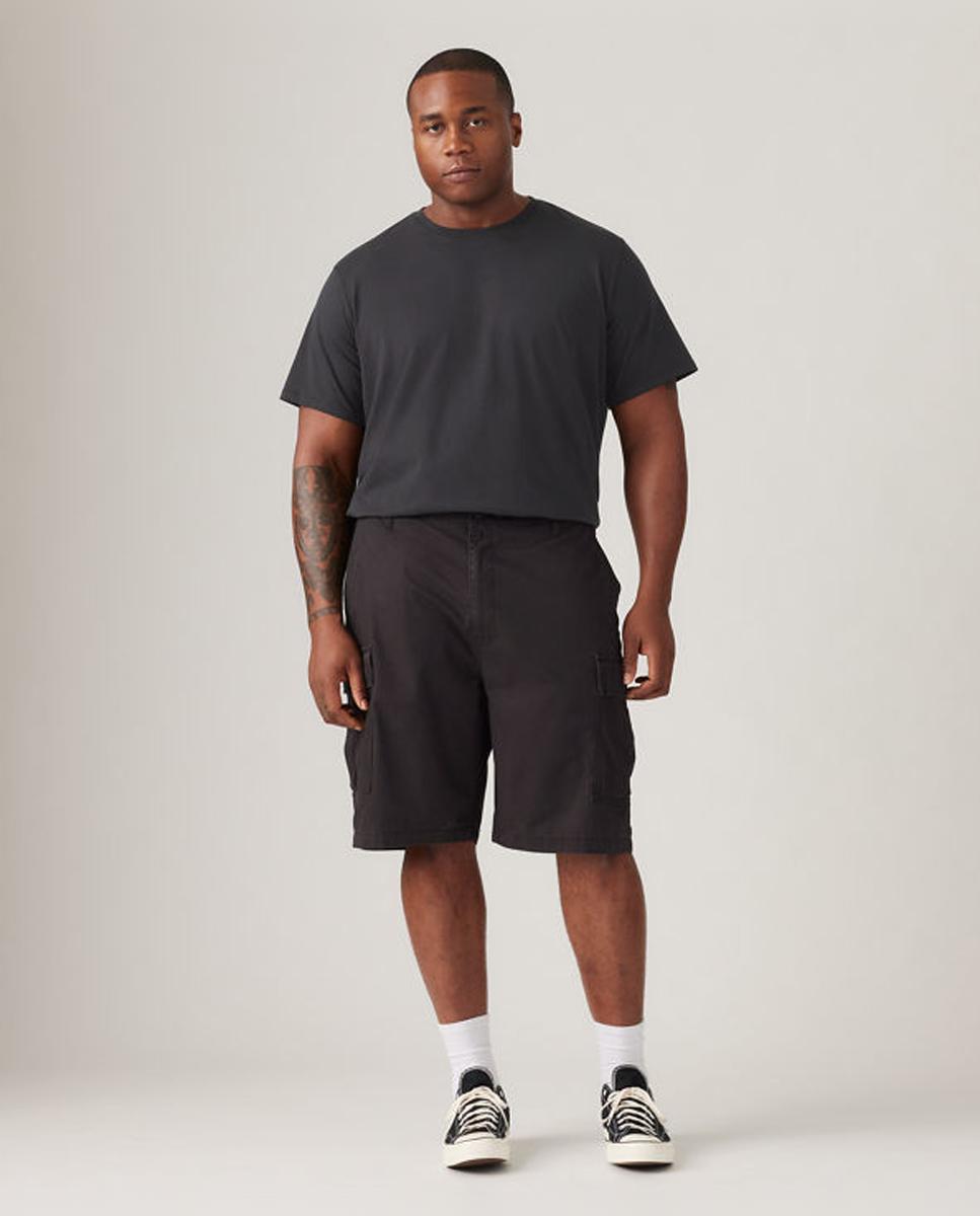 Bermudas Cargo de Algodão Tamanhos Grandes Preto-1