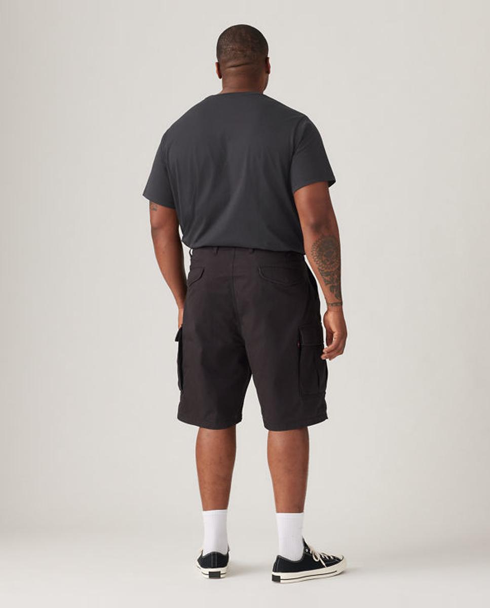 Bermudas Cargo de Algodão Tamanhos Grandes Preto-3