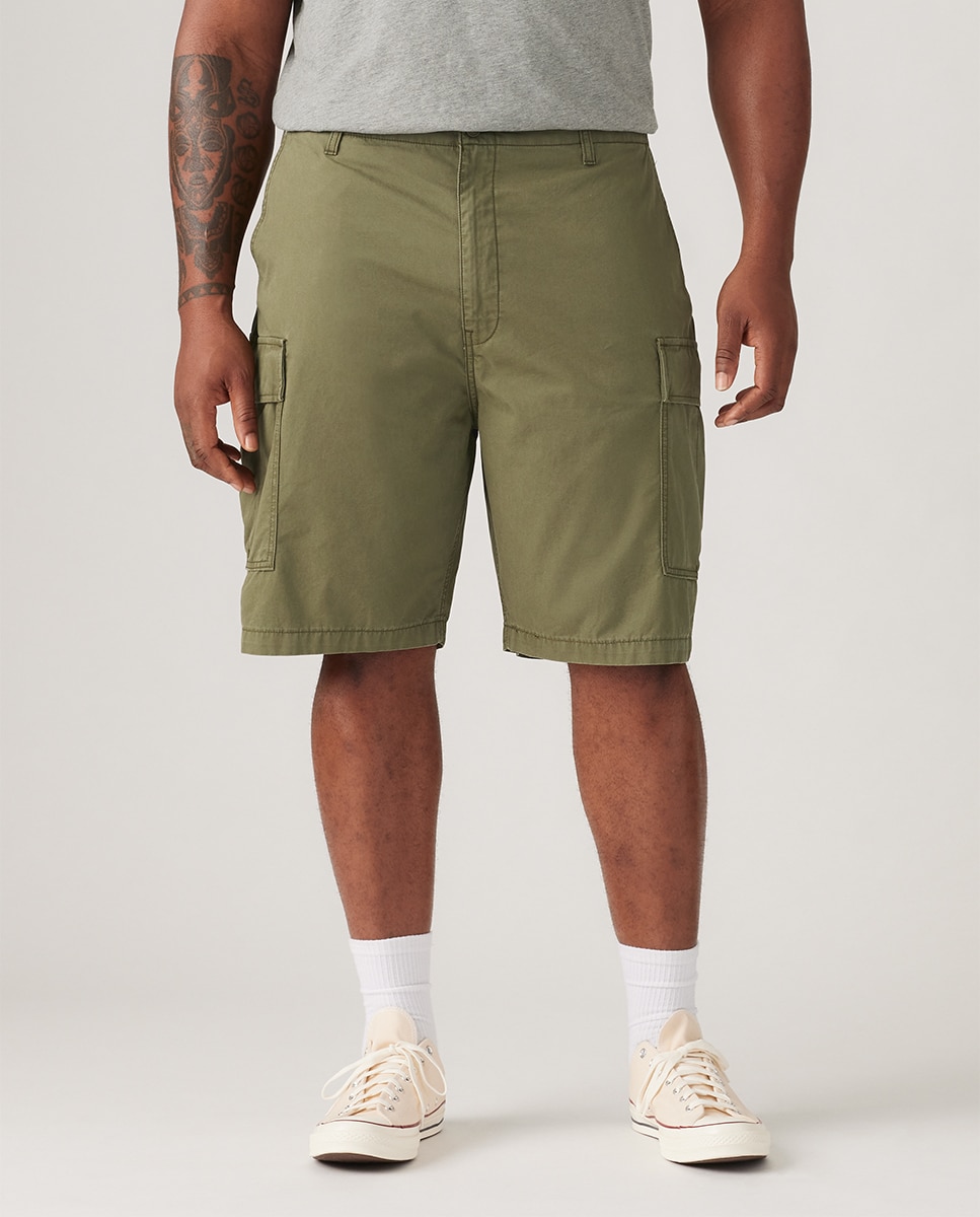 Bermudas Cargo de Algodão Tamanhos Grandes Verde-escuro-2