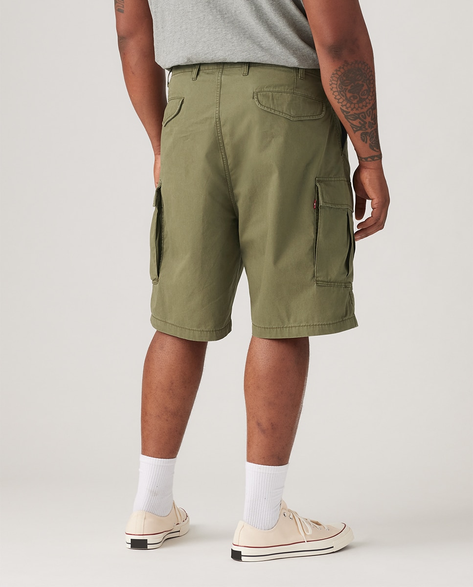 Bermudas Cargo de Algodão Tamanhos Grandes Verde-escuro-3