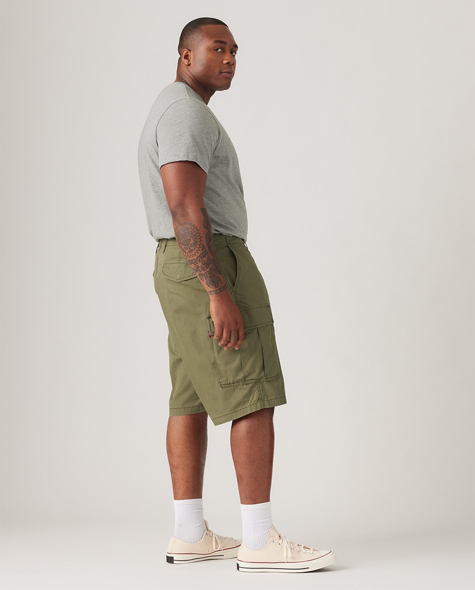 Bermudas Cargo de Algodão Tamanhos Grandes Verde-escuro-4