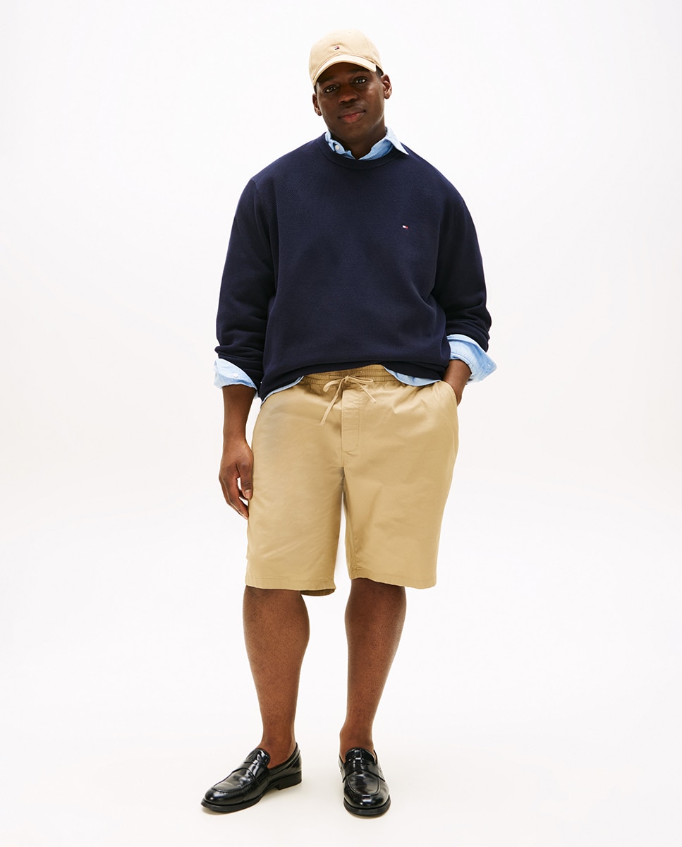 Bermudas Lisas com Detalhes da Marca Tamanhos Grandes Camel-1