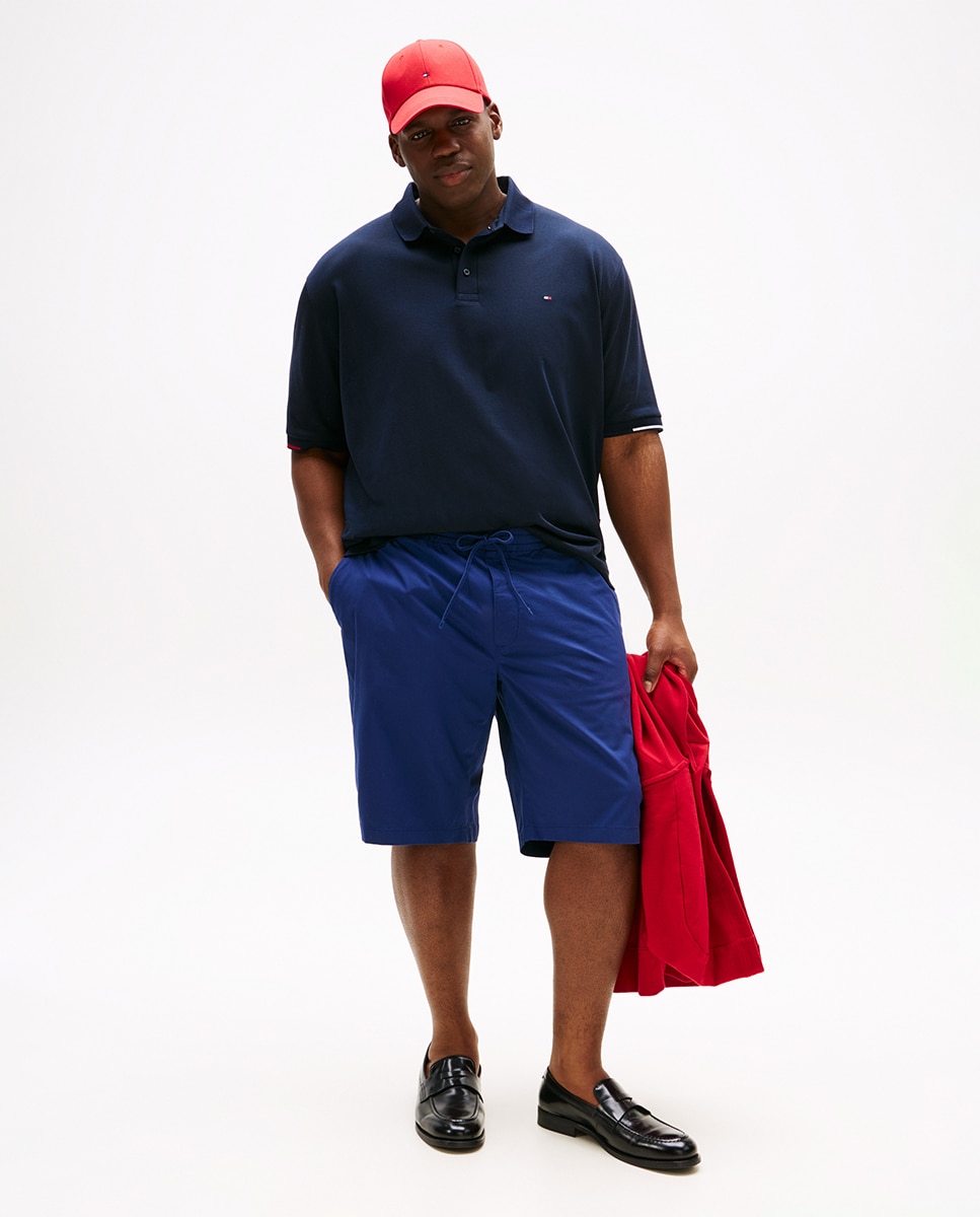 Bermudas Lisas com Detalhes da Marca Tamanhos Grandes Azul-marinho-1
