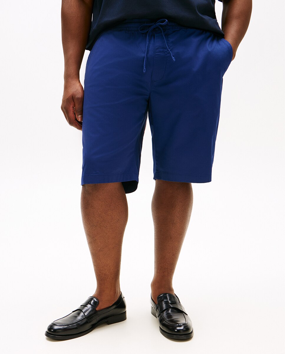 Bermudas Lisas com Detalhes da Marca Tamanhos Grandes Azul-marinho-2