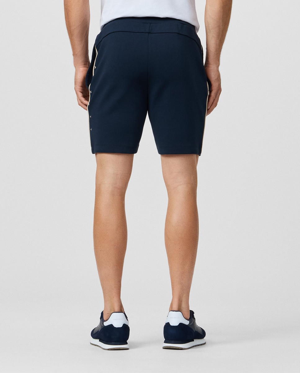 Bermudas Tamanhos Grandes em Tecido de Felpa com Logótipo Lateral Azul-marinho-3