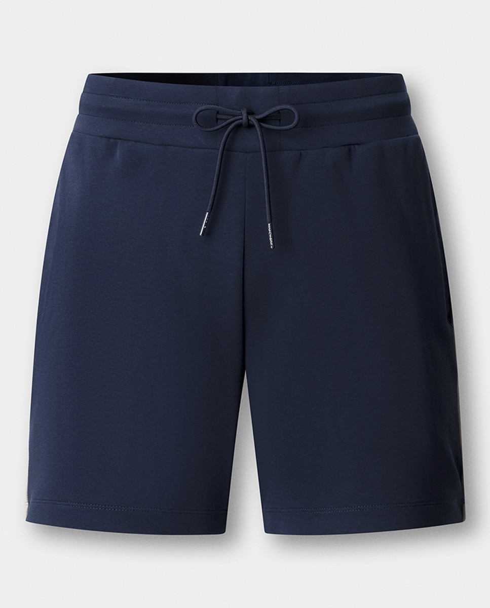 Bermudas Tamanhos Grandes em Tecido de Felpa com Logótipo Lateral Azul-marinho-7
