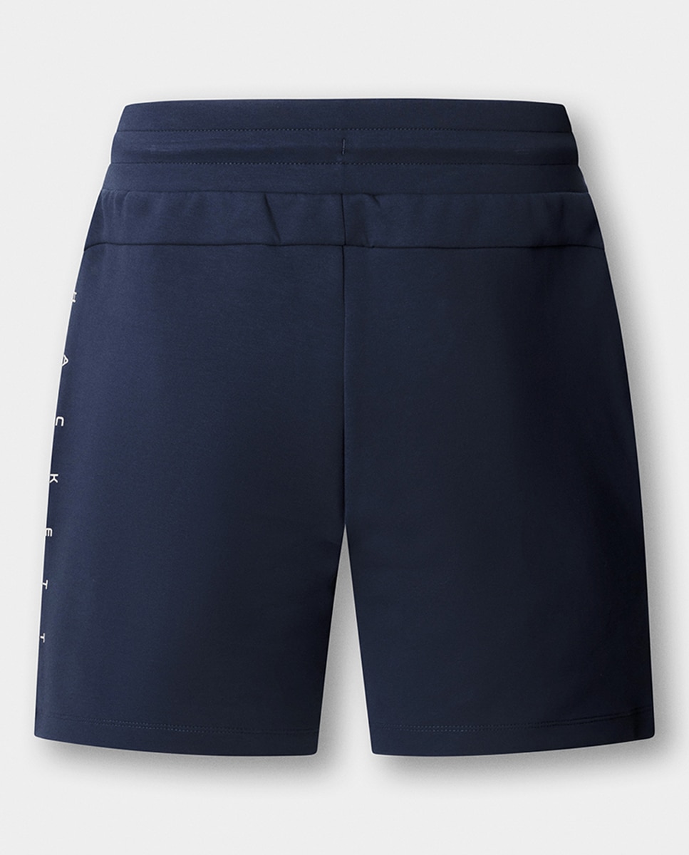 Bermudas Tamanhos Grandes em Tecido de Felpa com Logótipo Lateral Azul-marinho-8