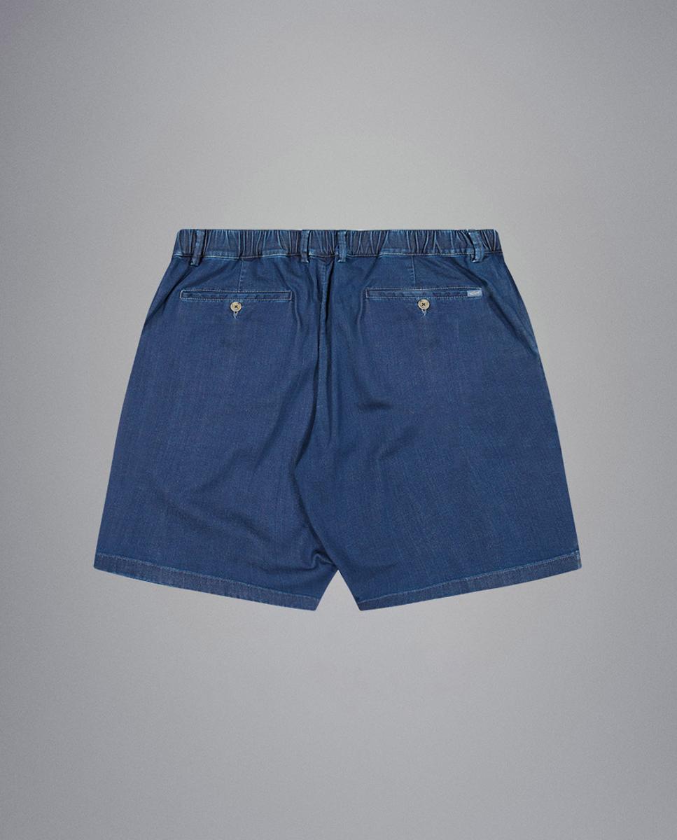 Bermudas de Ganga com uma Prega Azul-marinho-2