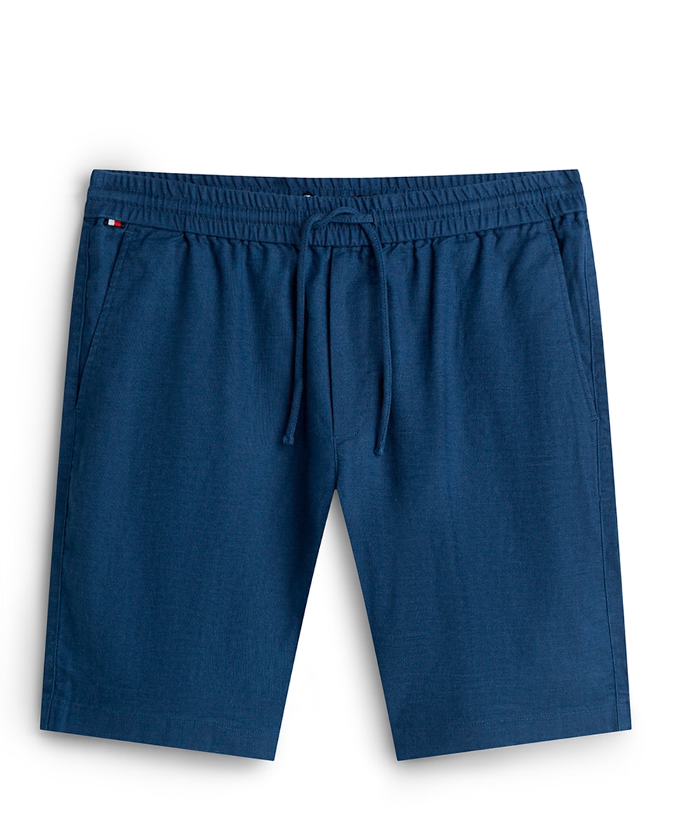 Bermudas em Mistura de Linho Dover Tamanhos Grandes Azul-marinho-1