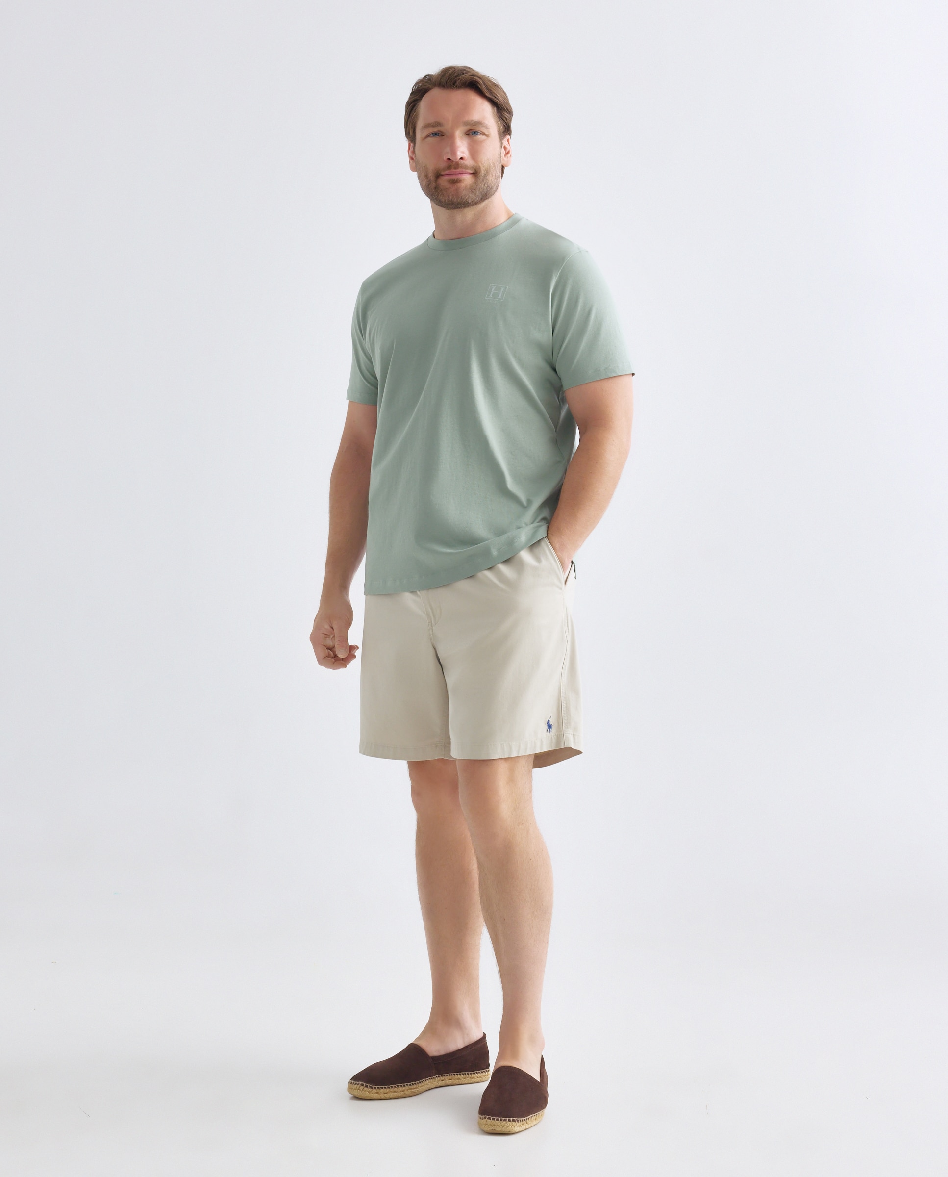 Bermudas de homem Polo Ralph Lauren lisas azuis tamanhos grandes Noz-1