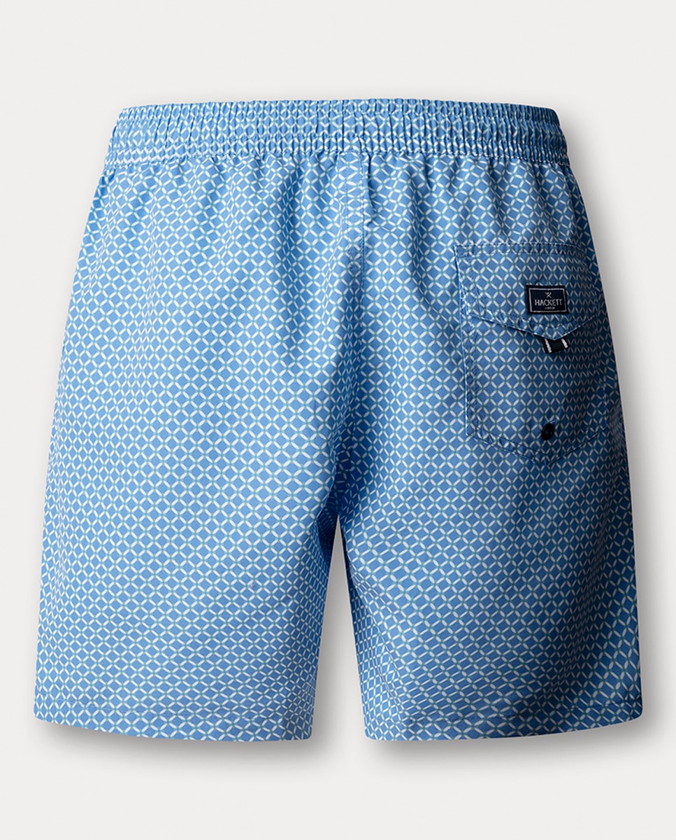 Calções de Banho com Estampado Geométrico Tamanhos Grandes Azul-2