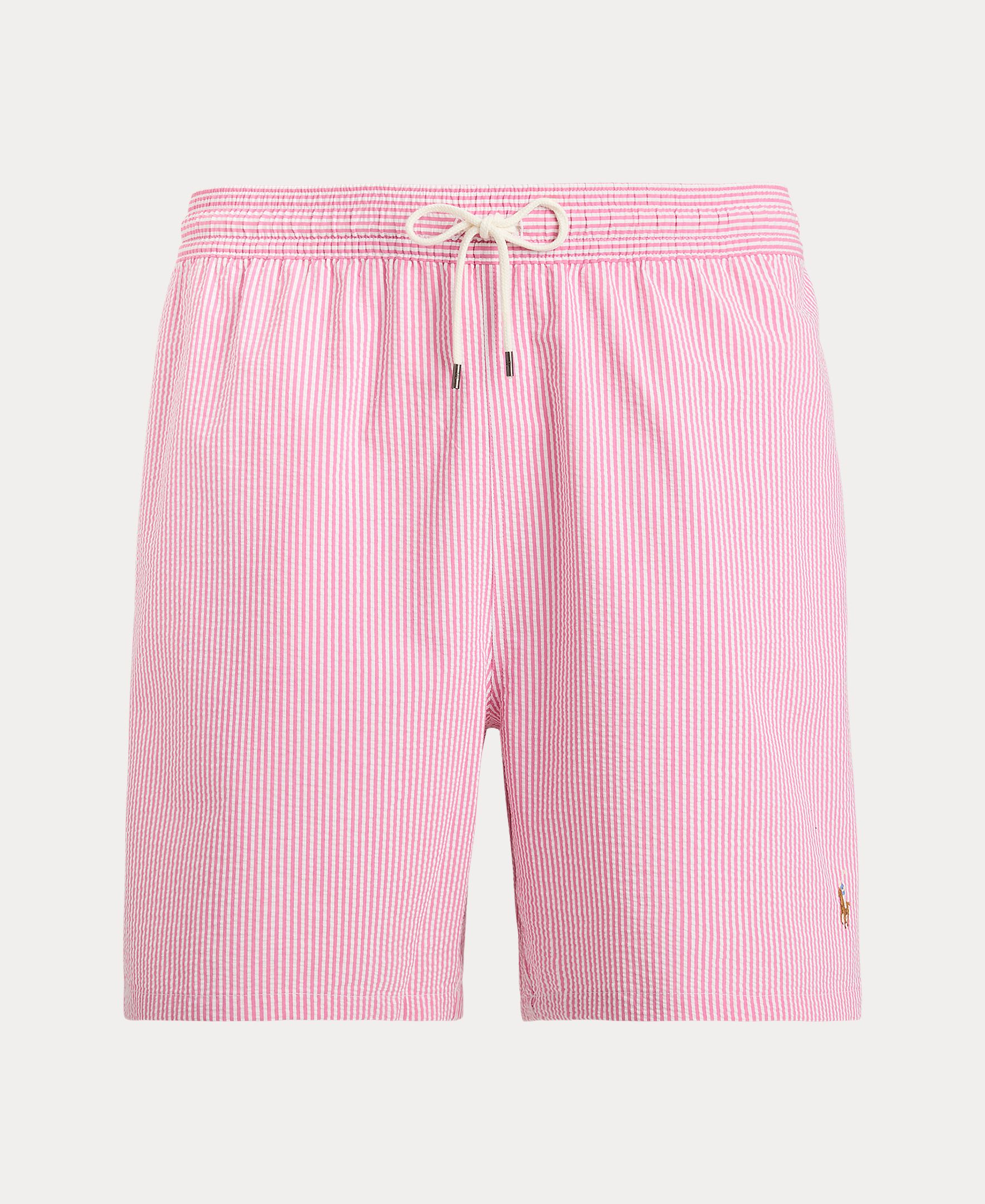 Calções de Banho de Seersucker Elástica de Secagem Rápida Tamanhos Grandes Rosa-claro-5