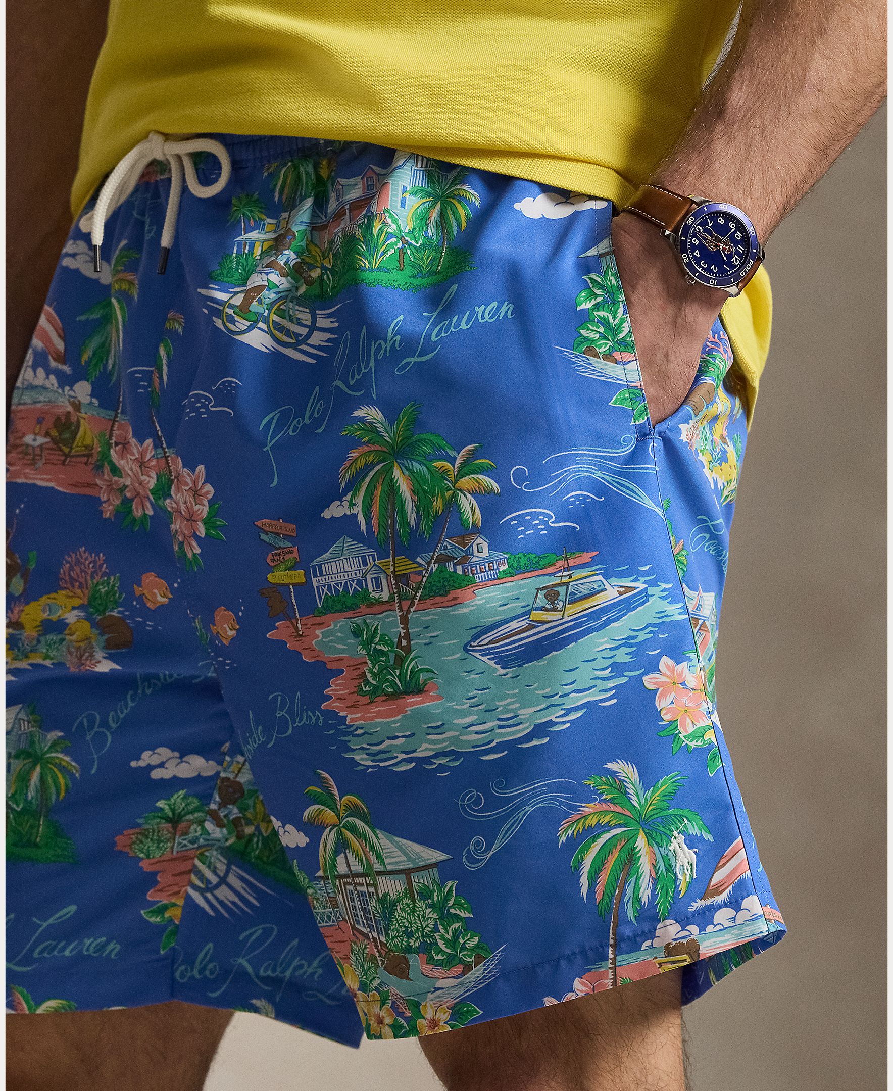 Calções de Banho com Polo Bear Tamanhos Grandes Azulão-4