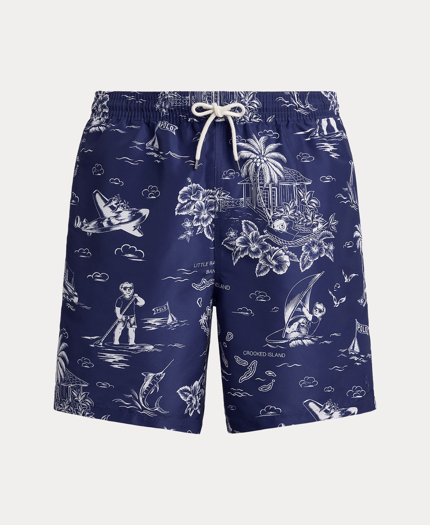 Calções de Banho com Estampado Azul-escuro-5