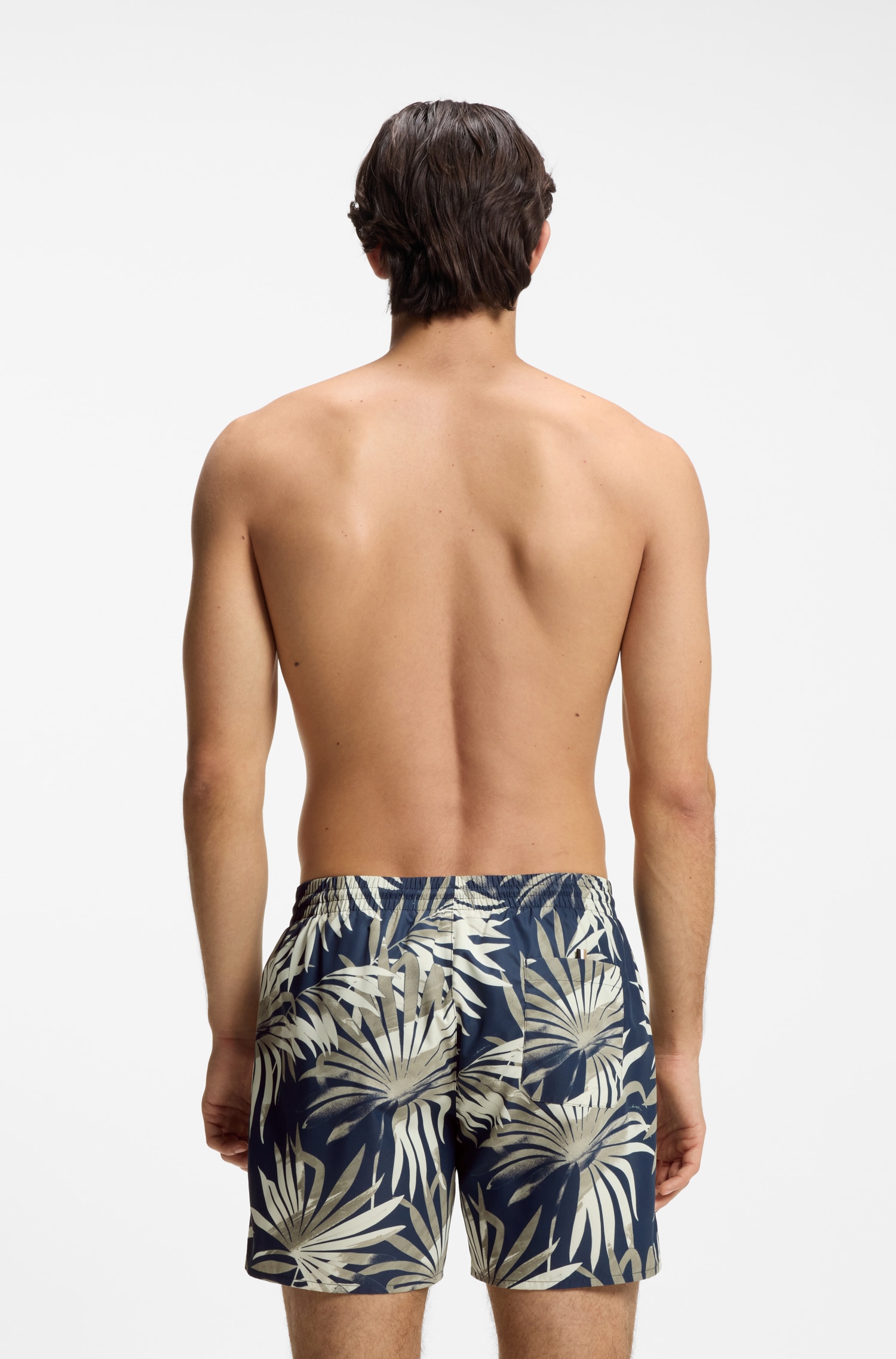 Calções de Banho com Estampado Floral Tamanhos Grandes Bege-2