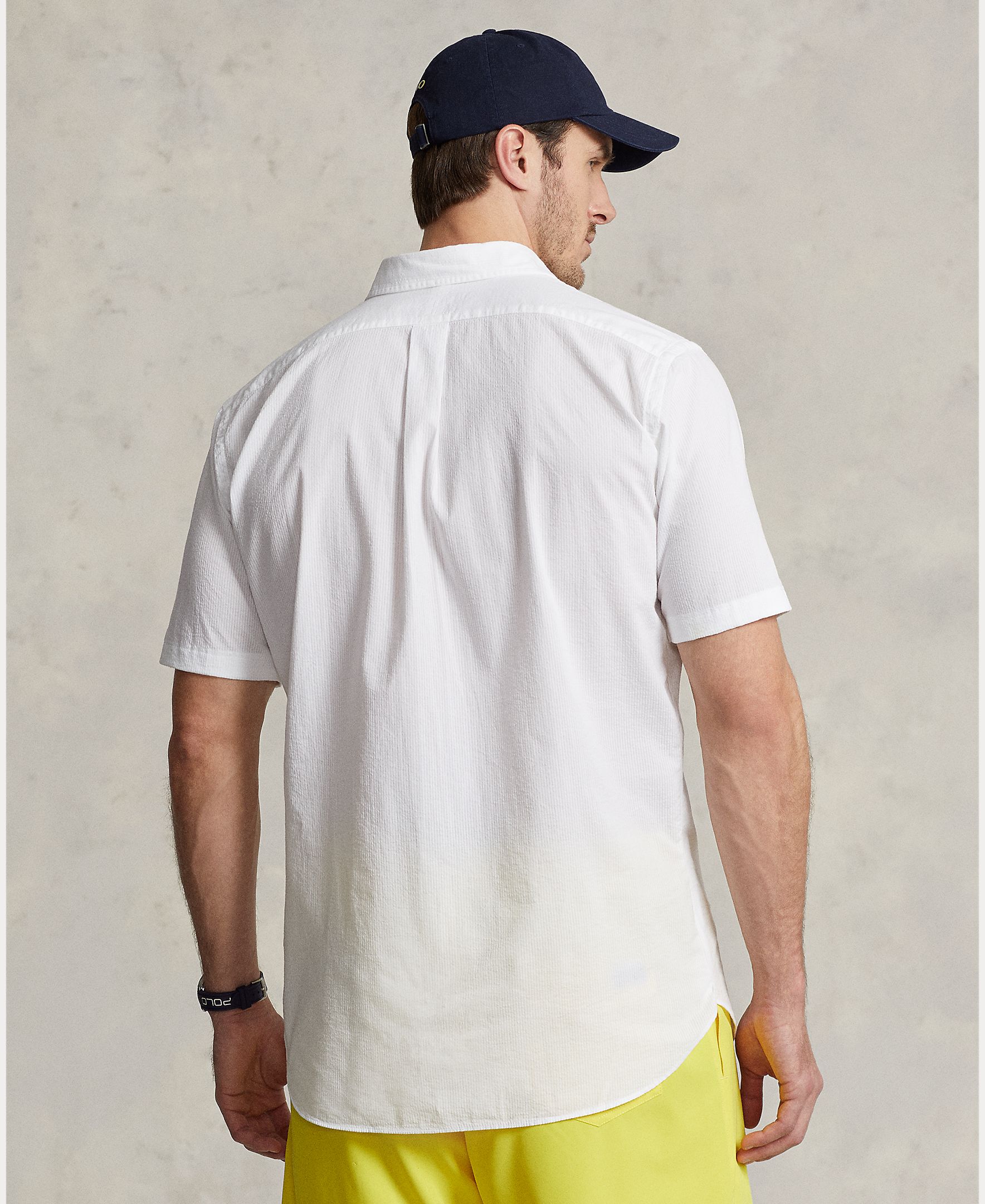 Camisa de Manga Curta em Seersucker Tamanhos Grandes Branco-3