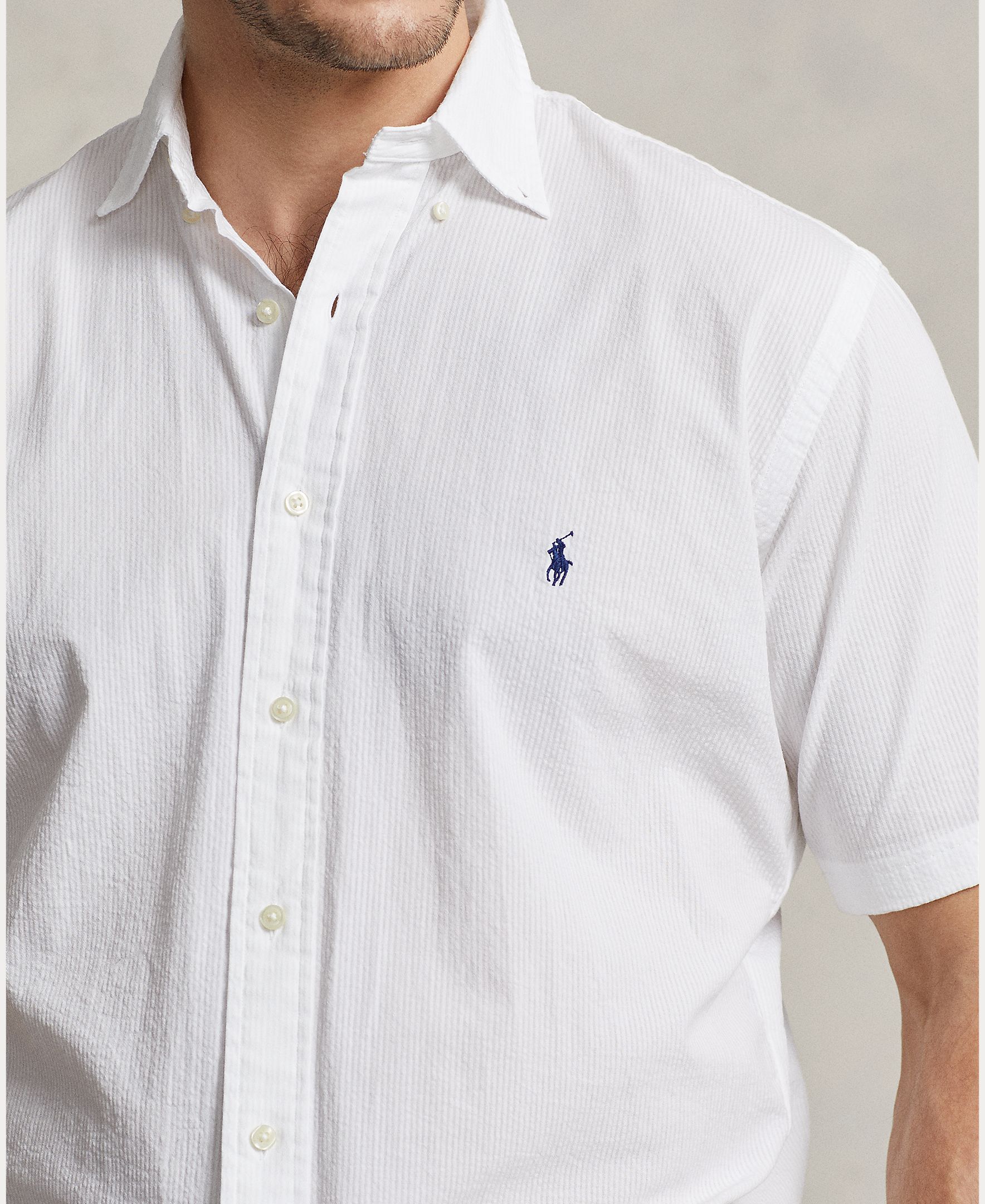 Camisa de Manga Curta em Seersucker Tamanhos Grandes Branco-4