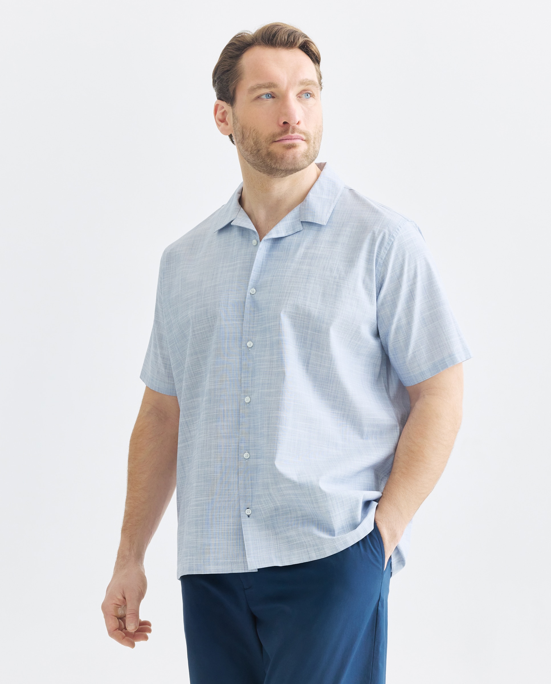 Camisa Non Iron Tamanhos Grandes Azul-marinho-1