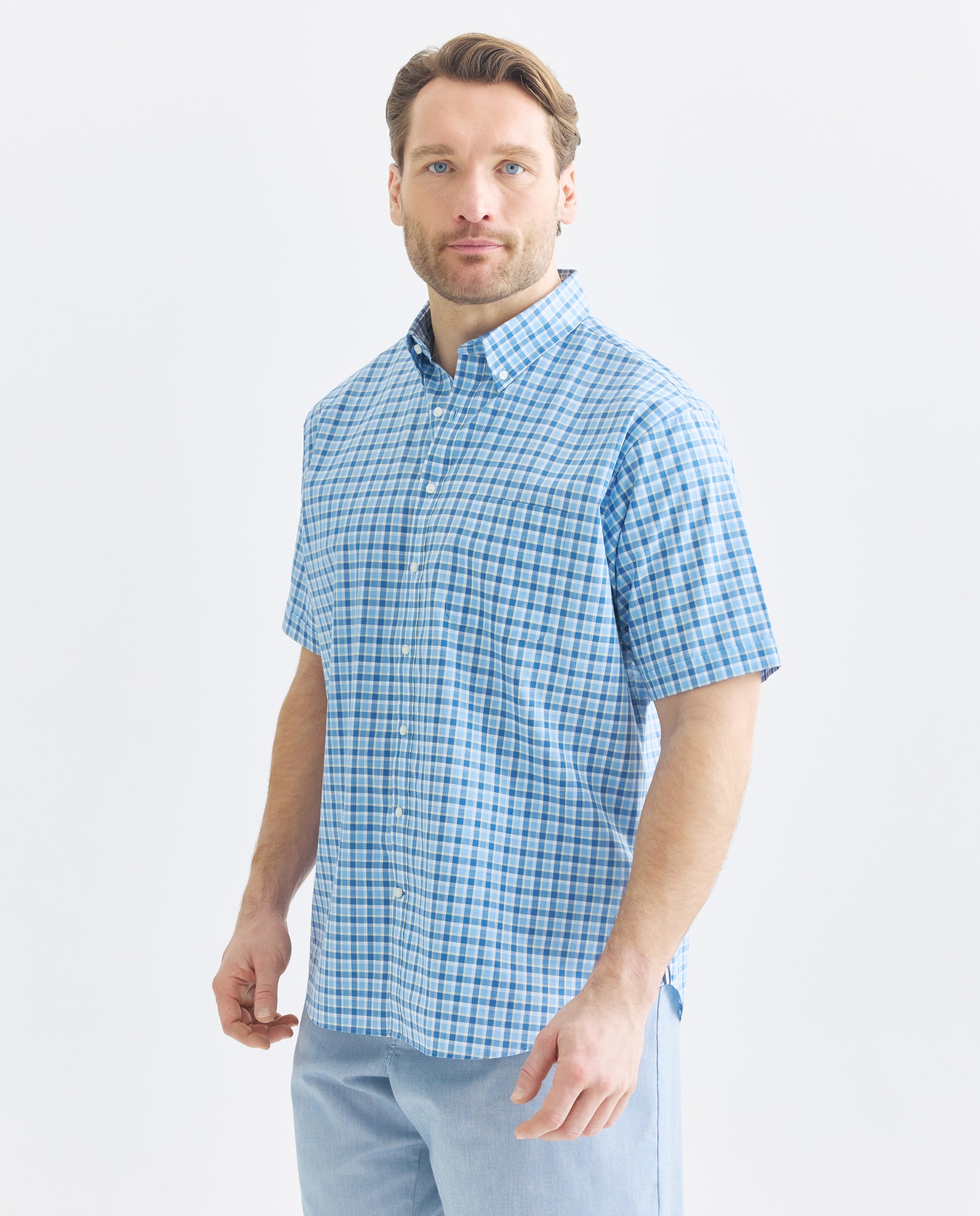 Camisa Non Iron Tamanhos Grandes Azul-1