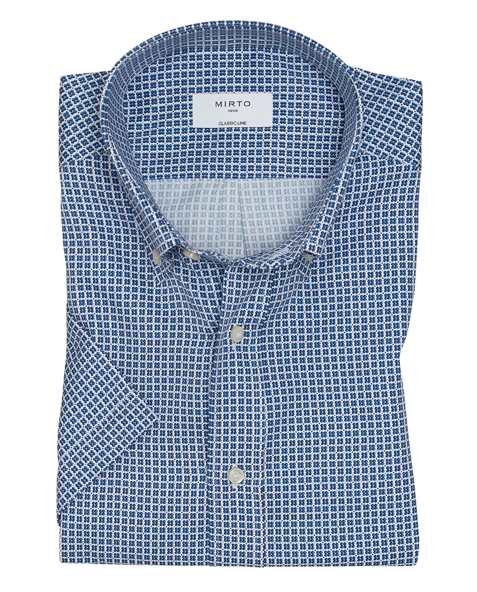 Camisa Casual de Manga Curta com Estampado Tamanhos Grandes Azul-3