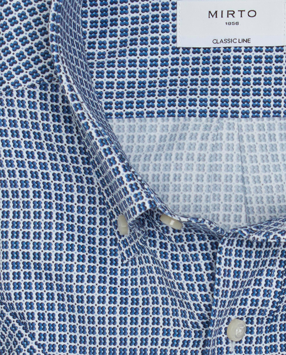 Camisa Casual de Manga Curta com Estampado Tamanhos Grandes Azul-4