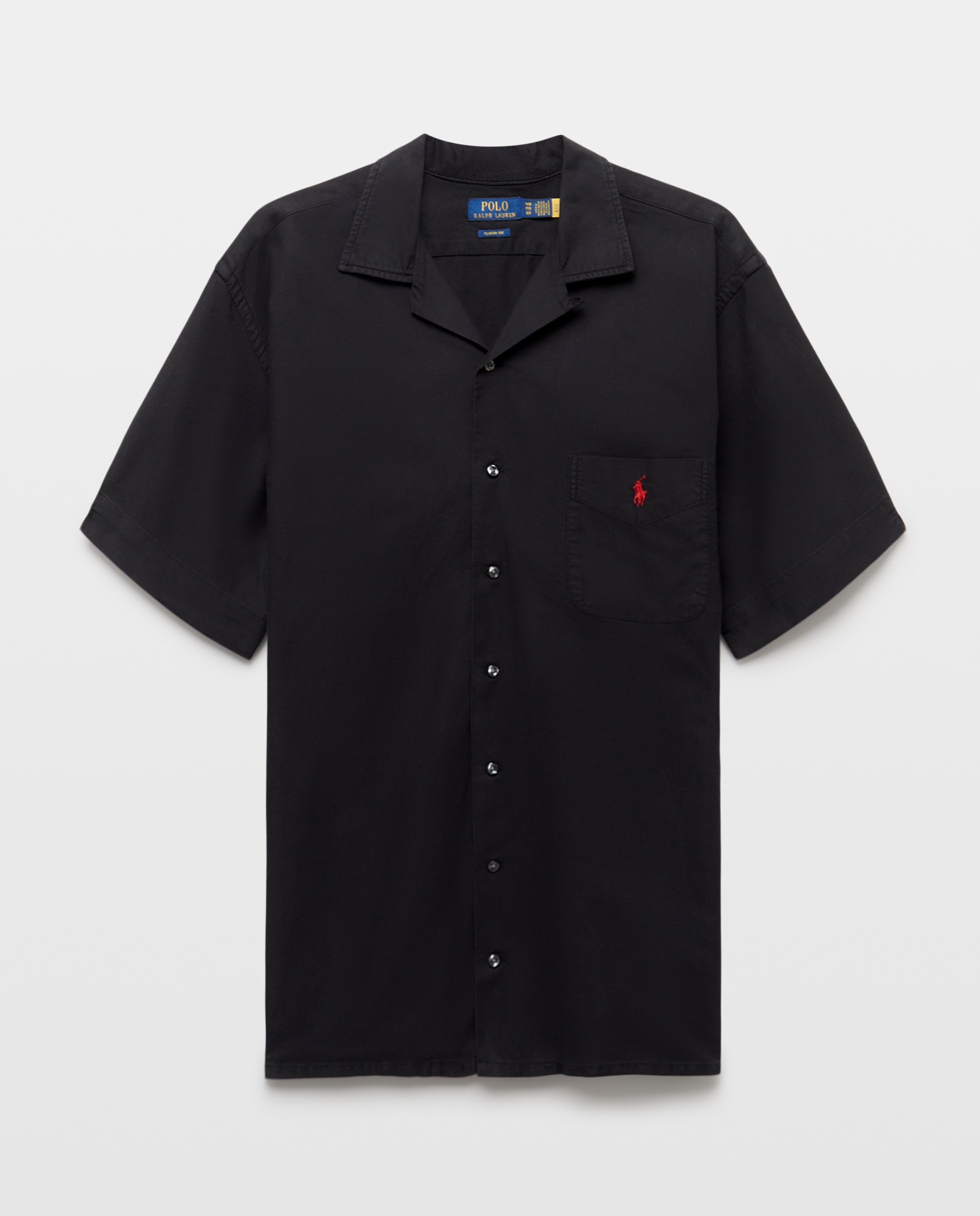 Camisa Oxford de Manga Curta Tamanhos Grandes Preto-6