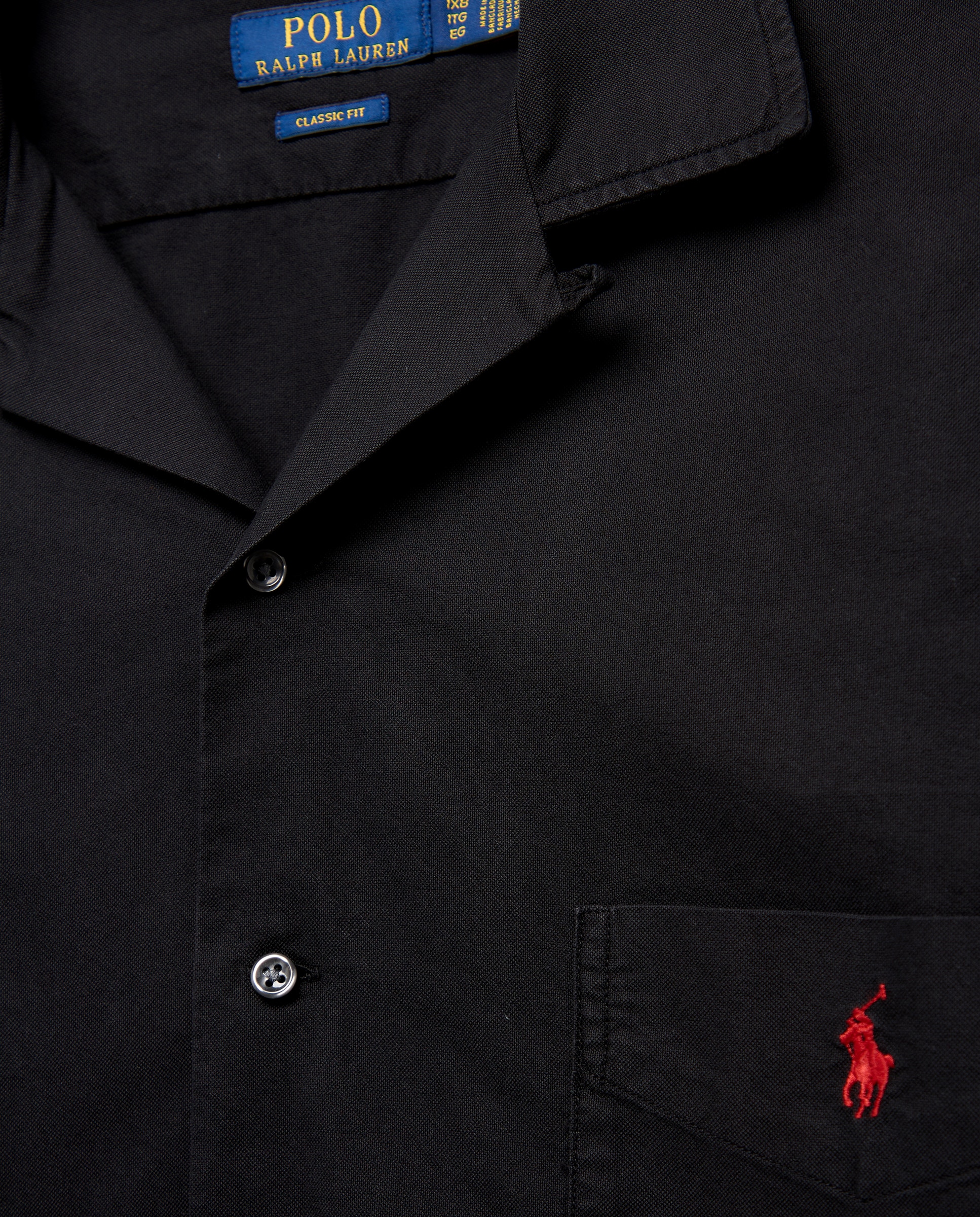 Camisa Oxford de Manga Curta Tamanhos Grandes Preto-7