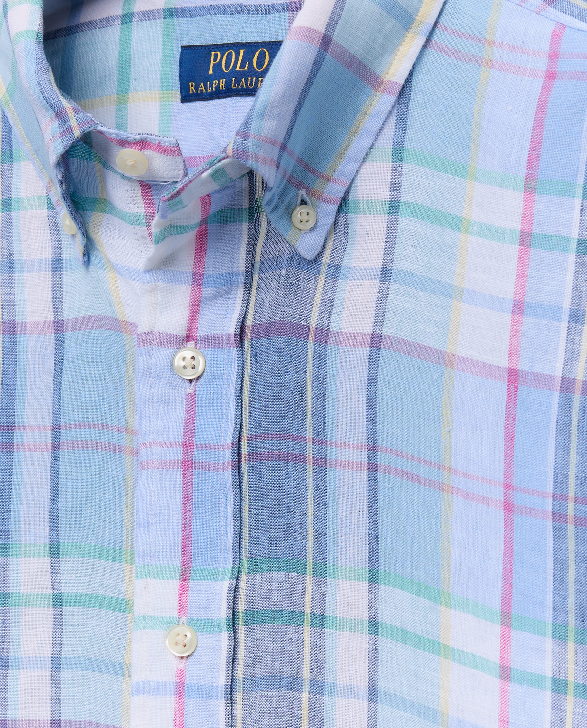 Camisa de Linho Estampada Tamanhos Grandes Azul-6