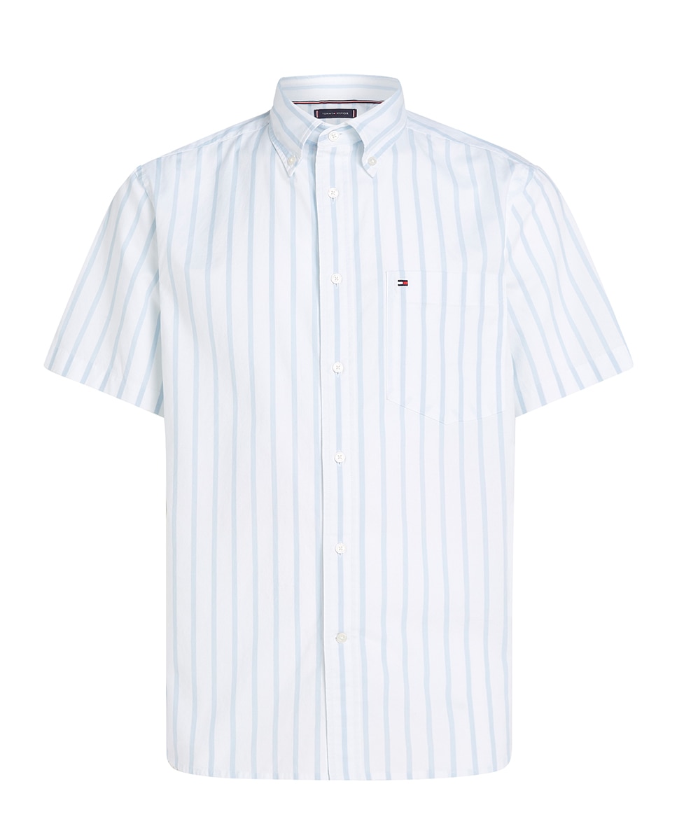 Camisa de Popelina de Manga Curta de Tamanhos Grandes Multicolor-1