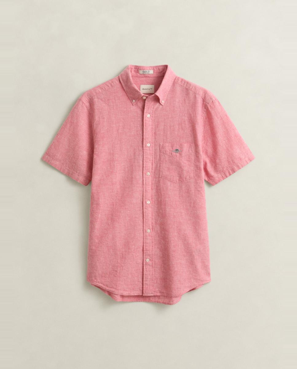 Camisa Tamanhos Grandes de Manga Curta com Escudo Bordado Rosa-4