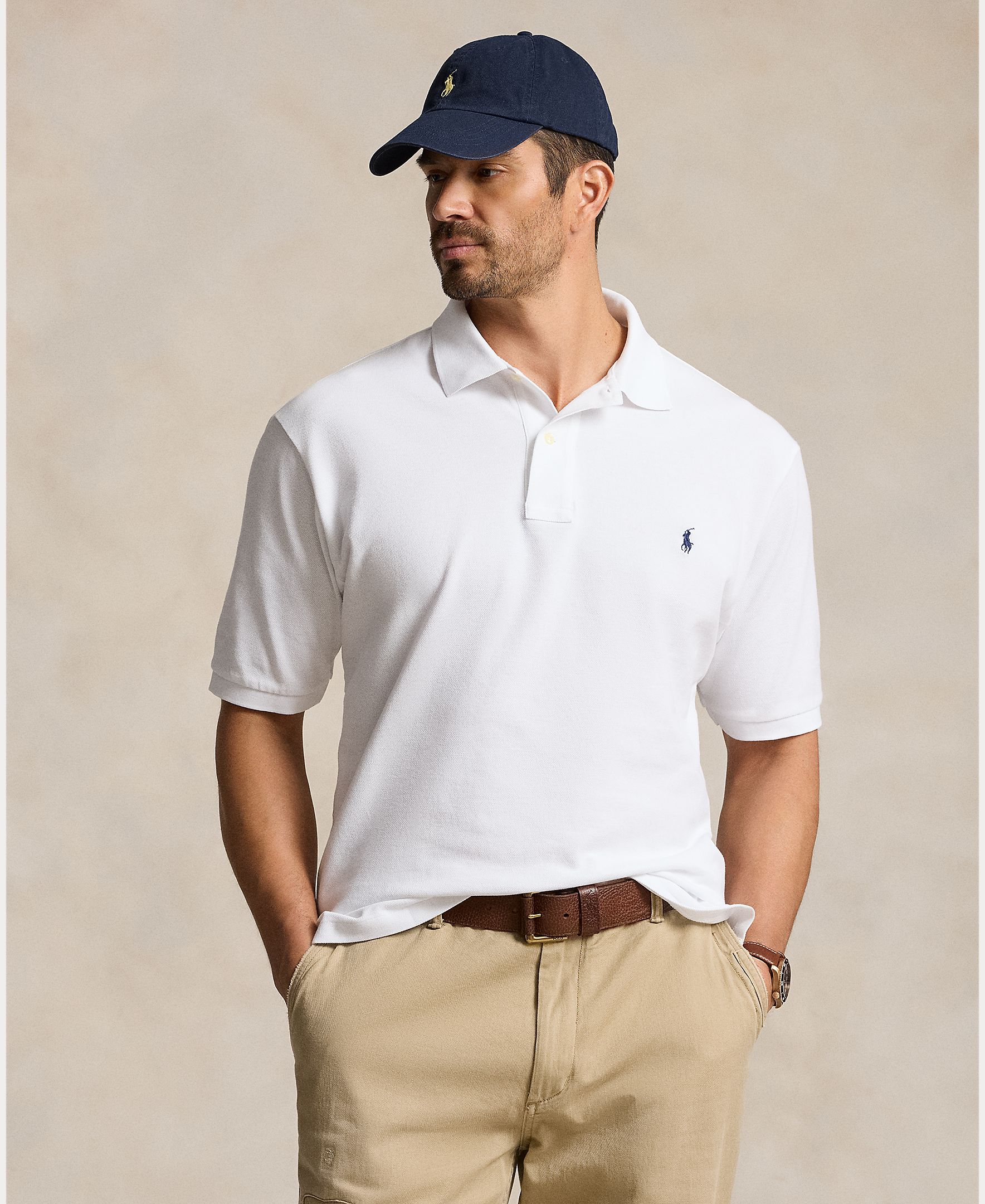 Polo Regular Fit de Algodão Tamanhos Grandes Branco-1