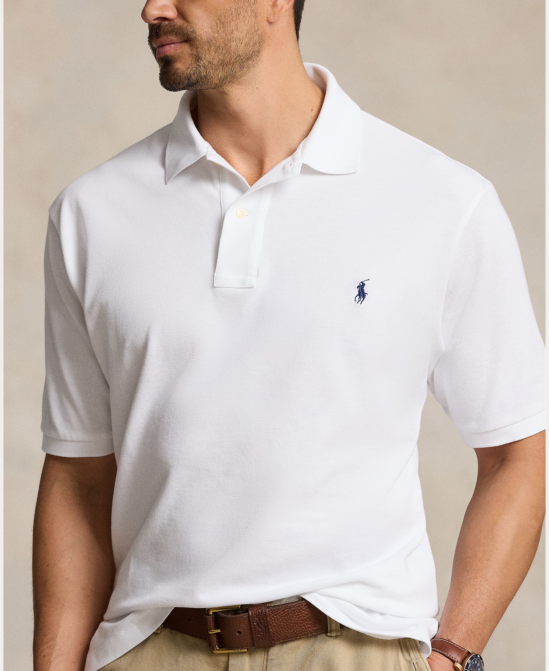 Polo Regular Fit de Algodão Tamanhos Grandes Branco-4