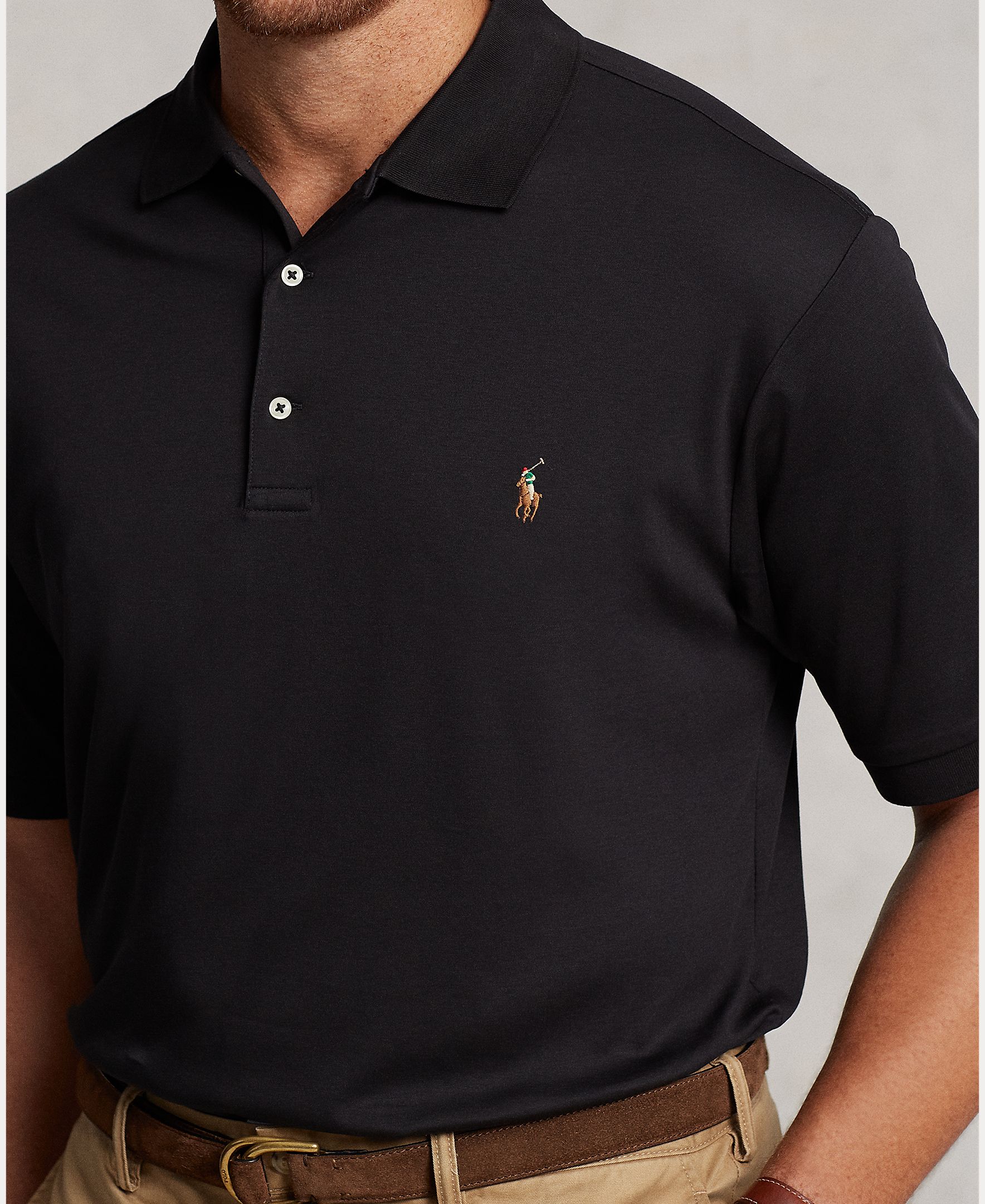 Polo de homem tamanhos grandes Preto-4