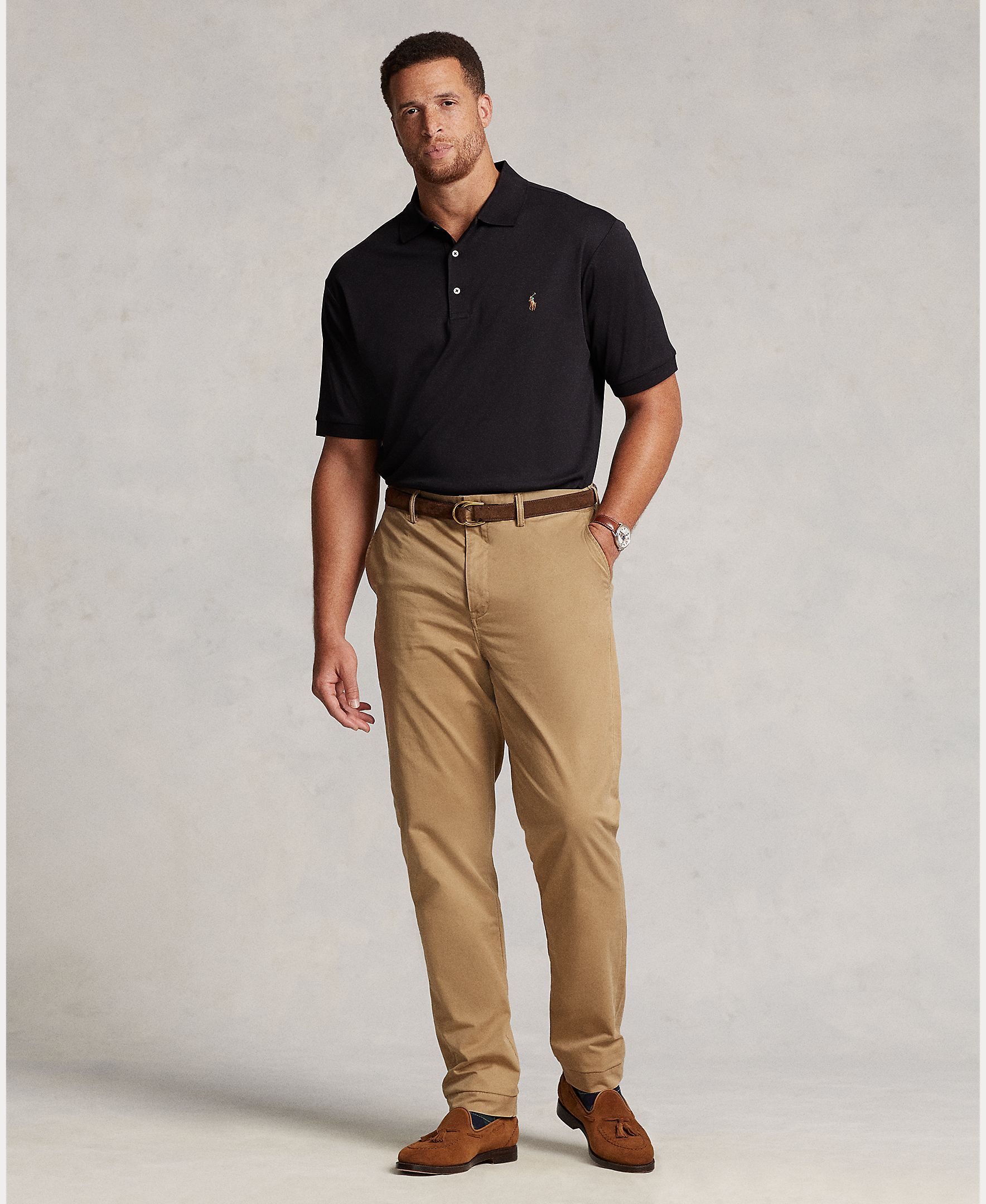 Polo de homem tamanhos grandes Preto-7