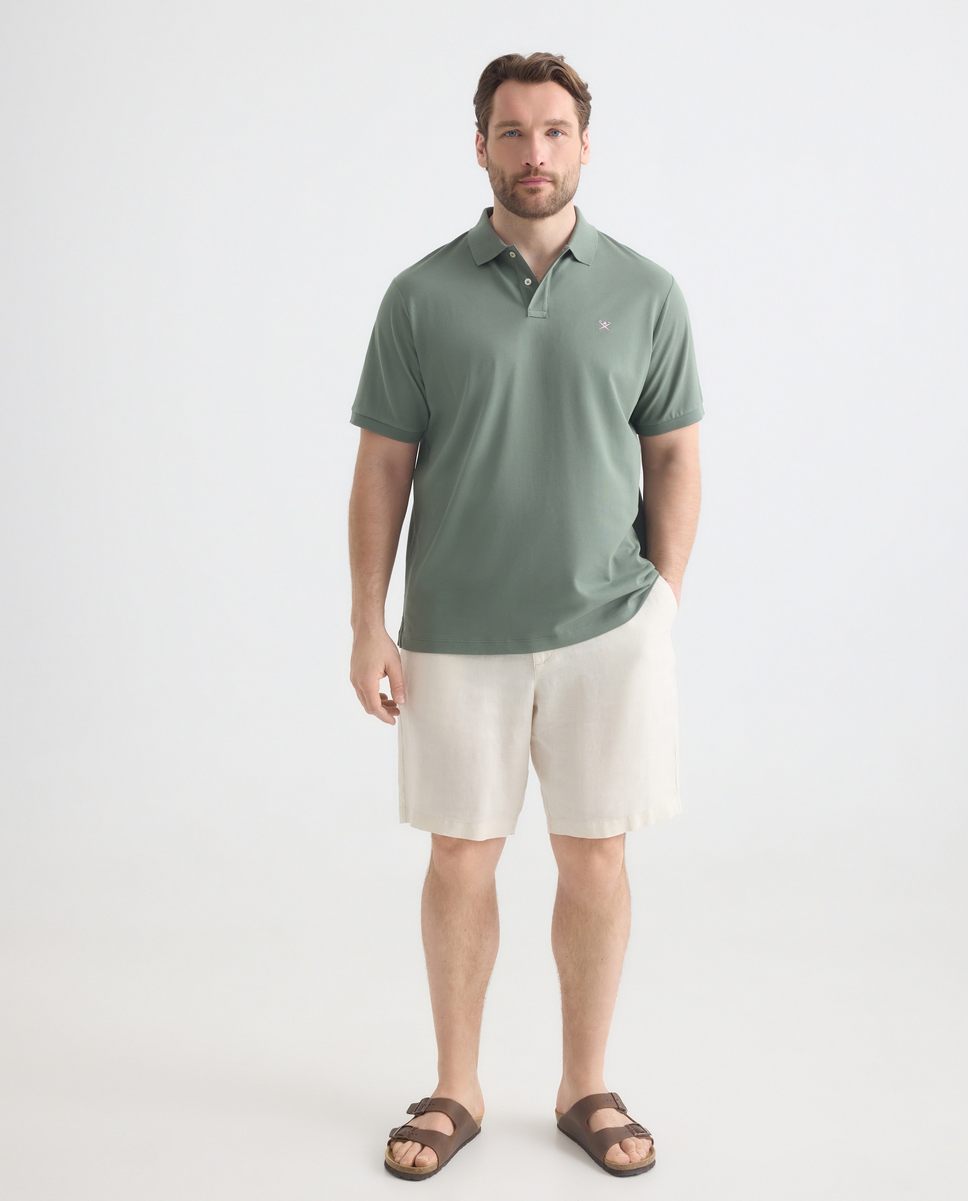 Polo Piqué Classic Fit Tamanhos Grandes com Manga Curta Verde-2