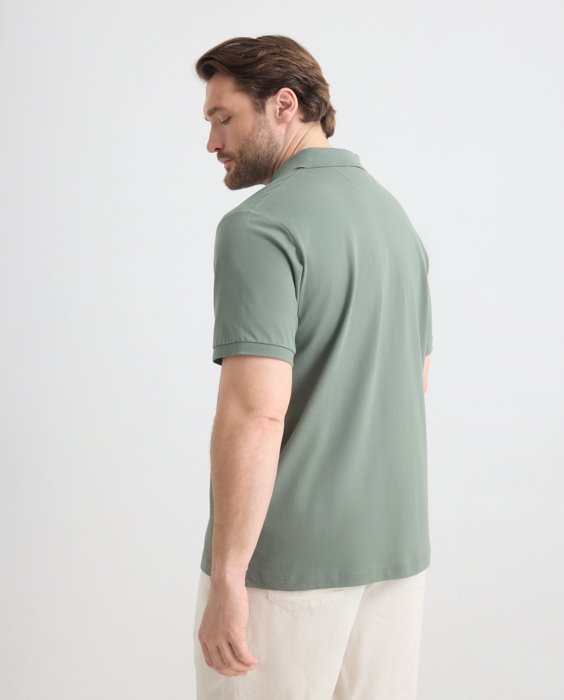 Polo Piqué Classic Fit Tamanhos Grandes com Manga Curta Verde-3