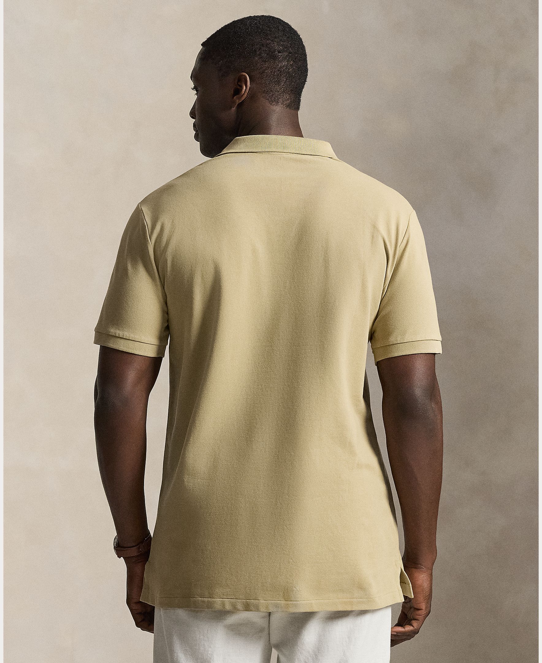 Polo de Algodão Elástico Classic Fit Tamanhos Grandes Bege-3