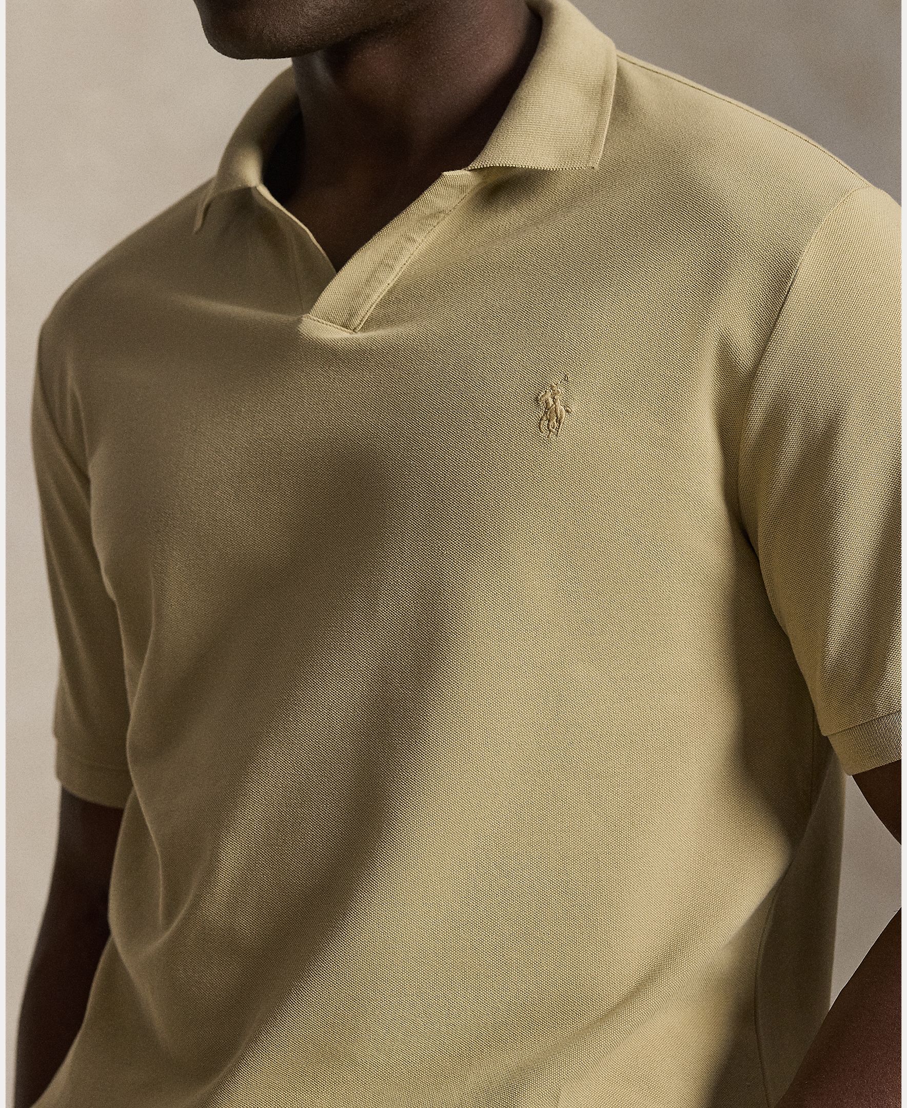 Polo de Algodão Elástico Classic Fit Tamanhos Grandes Bege-4